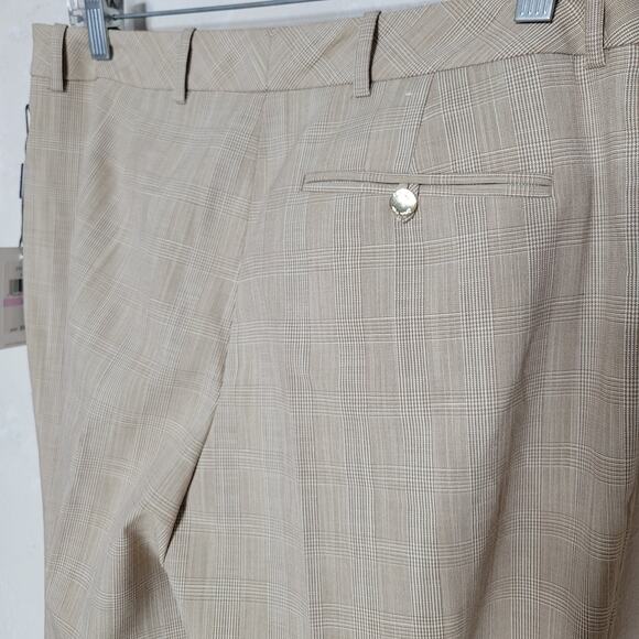 NWT Calvin Klein Suits Modern Fit Beige Plaid High Rise Straight Dress Pants✨️6 - Picture 5 of 13